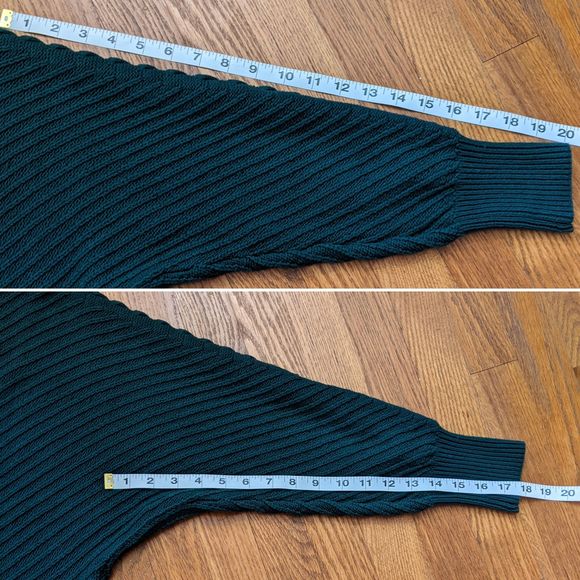 Vera Wang Forest Green Sweater, Mockneck, Batwing Sleeve, Size S - Picture 10 of 12